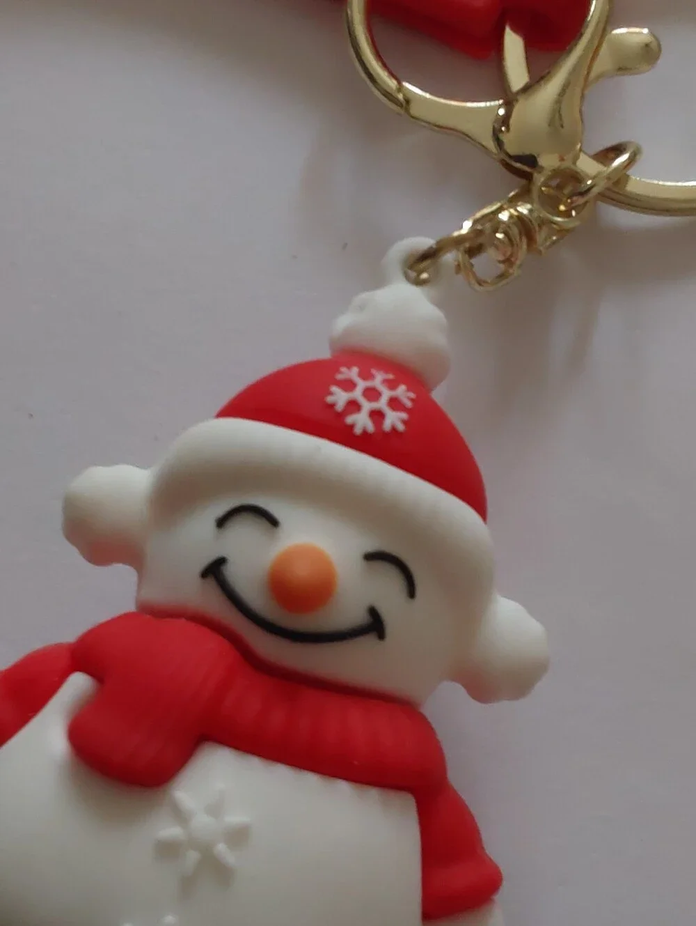 Merry Christmas Red & White Snowman Bag Charm